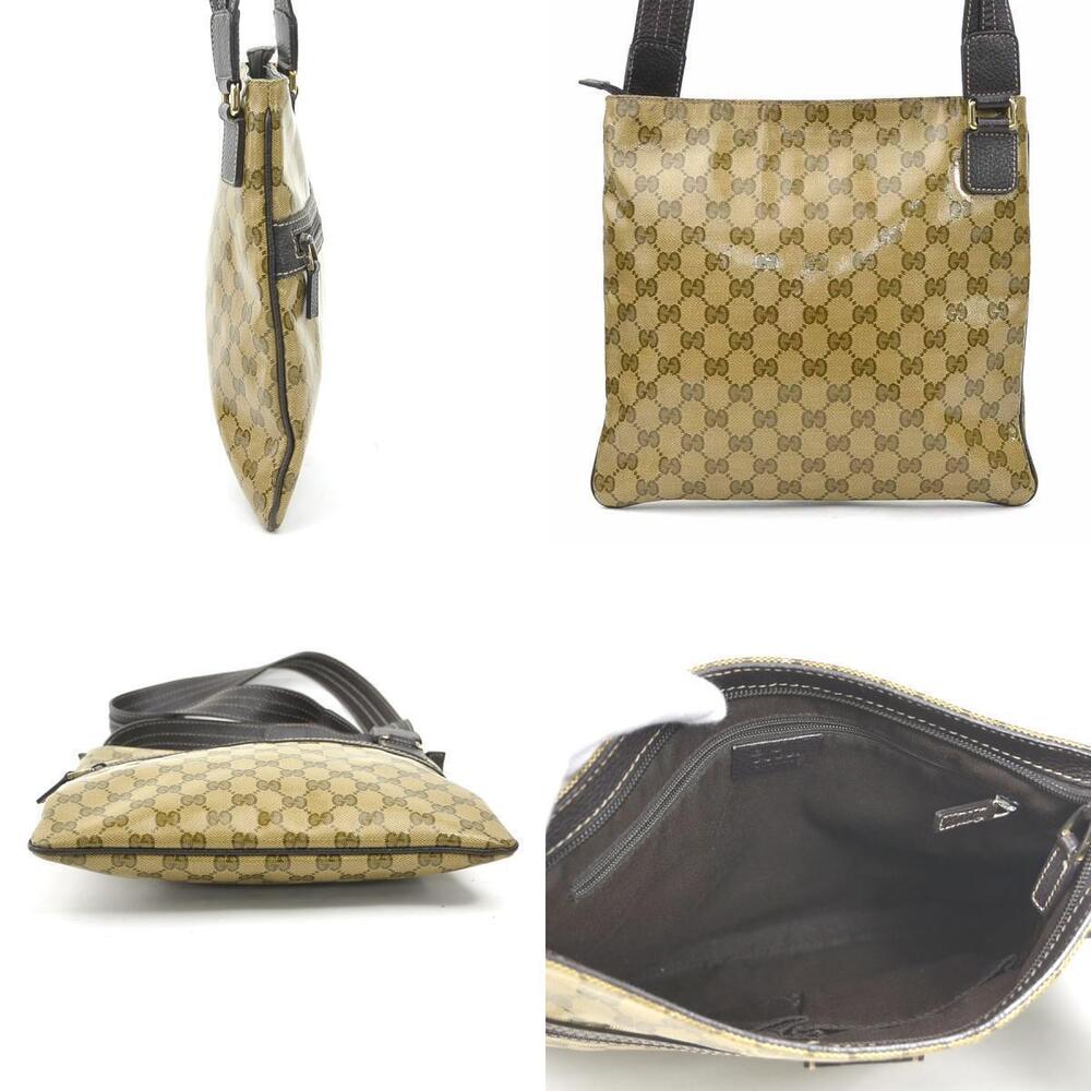Gucci Crossbody Bag GG Leather Shoulder Crystal Brown